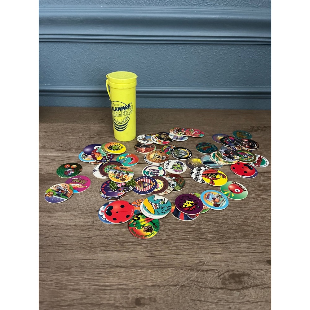 Vintage Pog Caps Collection With Carrying Tube Empty